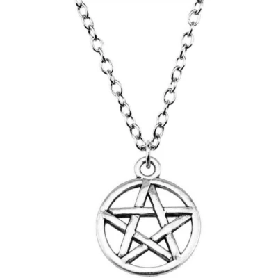 Collana con Pentacolo Argento stella a 5 punte Strega Malocchio Halloween Donna - Immagine 1 di 4