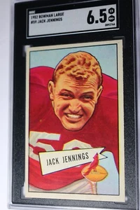 1952 Bowman large football card JACK JENNINGS #59 SGC 6.5 EXMT+ (HIGH END CARD) - Picture 1 of 2