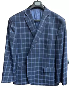 Cappotto sportivo uomo Michael Kors 56 R blu a quadri con spacchi laterali - Foto 1 di 4