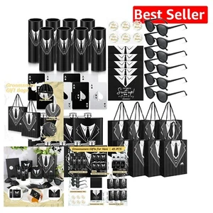Durable Groomsmen Gift Set: 48 Tuxedo Flasks, Sunglasses & Wedding Essentials - Picture 1 of 9
