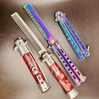 2 Peines de Bolsillo para Cabello/Entrenador de Práctica Hoja de Acero Inoxidable Foto 1 de 4