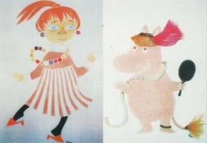 Bonitas 2 postales vintage de diseño Moomin Finland Tove Jansson como nuevas - Imagen 1 de 1