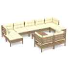 10-piece Outdoor Lounge Set Garden Patio Sofa Chairs Furniture Setting Pine Wood
