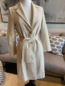 BNWT Brand New M MISSONI Creme Gold Sparkle Boucle Textured Trench Coat Size 44