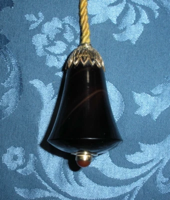 Interruptor de botón de llamada de sirviente de ébano y oro de 18 quilates antiguo raro Foto 1 de 4