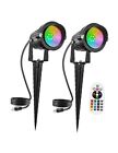  Christmas RGBW Outdoor Spotlights for Yard,10W Color Changing Landscape 2 Pack