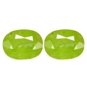 2.39 Ct VS 2Pcs Pair Attractive Oval 7.1 x 5.5 MM Green Natural Sphene Titanite - Imagen 1 de 5