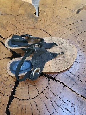 White Mountain Cork Black Sparkle SUPER Lightweight Wedge Vegan Size 9.5 - Image 1 of 4