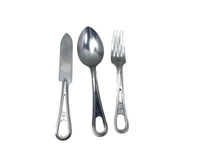 US Mess Kit 3pc Knife Fork Spoon Set, used good - Image 1 of 4