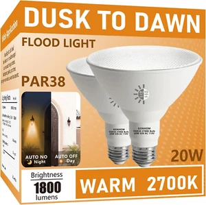 Par38 LED Flood Light Bulbs 2 Pack, 2700K, 20W Replace up to 200W, E26 Base - Picture 1 of 12