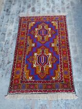 M2041 Handmade Knotted Afghan Tribal Balouchi Vintage Rug Soft Wool 187×125 Cm