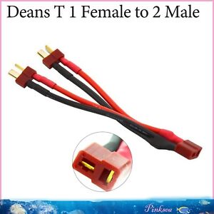 1 PC Deans Parallel  T Plug Connector 1 Female to 2 Male Battery Connector Cable