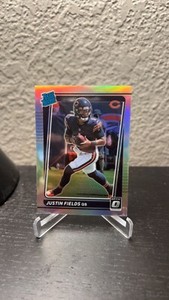 2021 Donruss Optic Justin Fields Rated Rookie RC SILVER HOLO #204 CHICAGO BEARS
