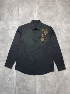 Camisa a Rayas Negra Corona y Abeja Dorada Dolce & Gabbana RARA Para Hombre Talla 54 Foto 1 de 4