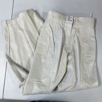 Винтажные белые кожаные брюки Lillie Rubin с высокой талией 80-е - Изображение 1 из 4