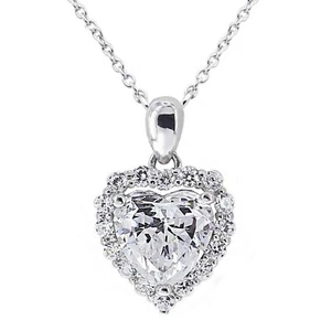 2.45ct Corazón Moissanita Halo Colgante Amor Plata de Ley Cadena Día la Madre - Imagen 1 de 6