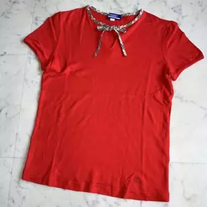 Burberry Blue Label Nova Check T-Shirt Cotton Red 38/US:S Authentic - Picture 1 of 24