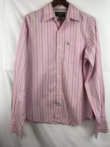 Abercrombie & Fitch Button Down Hemd Herren Large Rosa Gestreift Muscle Fit Freizeit - Bild 1 von 11