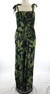 New Look Jumpsuit Shirred Bust Leaves Print Summer Square Neck Strappy UK 12 - Picture 1 of 10