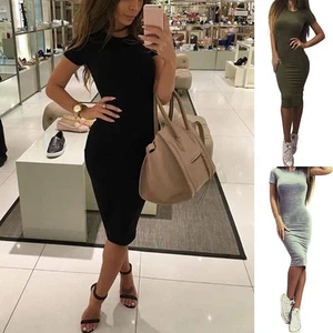 Stylish Fashion Dress Casual Clubwear Cocktail Evening Midi Pencil Slim - Picture 1 of 29