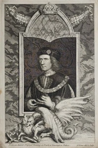 König Richard III. - Antiker Linienstich - 1732 von George Vertue, nach Kensing - Bild 1 von 3