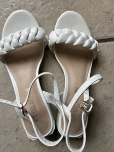 Dreamers Size 7 White Block Heel Open Toe Slingback Ankle Strap Dress Pump - Picture 1 of 4