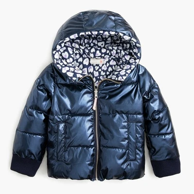 Niñas CREWCUTS Reversible Corazones Metalizado Puffer Chaqueta Abrigo de Invierno AA758 16 NUEVO Foto 1 de 4
