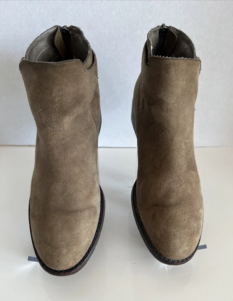 Eileen Fisher Tostado | Botines de gamuza topo para mujer talla 7 hebilla cremallera tacón bajo Foto 1 de 4