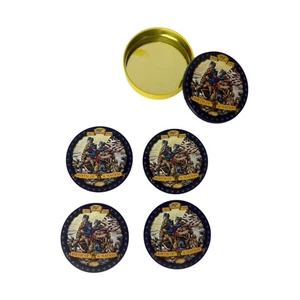 MILLER DRAFT Birth Of A Nation Coaster Set 4 In Tin 3 1/2" George Washington - Picture 1 of 8