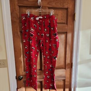 NWT ADULT UNISEX RED FLANNEL CHRISTMAS  DOG PAJAMA BOTTOMS SIZE XLARGE NEW