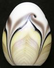 Vintage Art Glass Egg Paperweight Grant Randolph Studios 1978 Feather Design Old