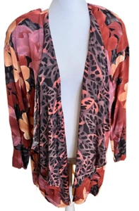 Vintage A.K.F. New York Womens Medium Rayon Floral Open Front Jacket - Picture 1 of 6