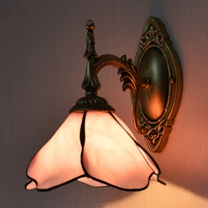Tiffany Style Antique Wall Sconce Lamp Floral Glass Shape Wall Light Art Decor - Picture 1 of 11