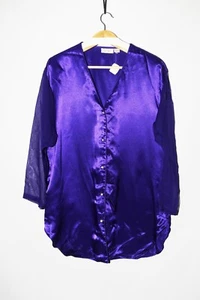 Deadstock NWT Vintage Victoria's Secret Gold Label Sleep shirt Purple Satin M/L - Picture 1 of 9