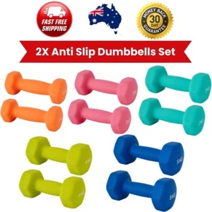 2X Anti Slip Dumbbells Set Weightlifting Dumbbell Pair Barbell Gym Hand Weights - Picture 1 of 53