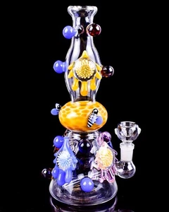 THICK Glass 10" Showerhead Bee's World BONG Glass Water Pipe COOL HOOKAH *USA* - Picture 1 of 3