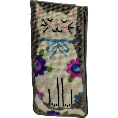 Bolsa de almacenamiento con cuentas para gafas gris estampado de gato Softshell cremallera alrededor Foto 1 de 4