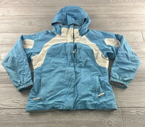 The North Face Girl's Blue/White Long Sleeve Zip Off Hood Full Zip Jacket Size L - Picture 1 of 10