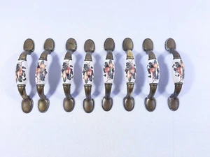 Vintage Printed Cabinet Handles 8/32 Screws - Lot of 8 - Handles Only - Foto 1 di 9