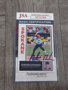 HUNTER GOODMAN 2023 SPRING TRAINING AUTOGRAPH. JSA CERTIFIED. ROCKIES.