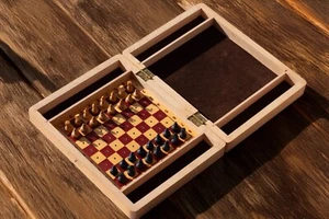 Vintage USSR Pegged Chess Set 1980 – Travel Magnetic Wooden Board Game - Picture 1 of 8