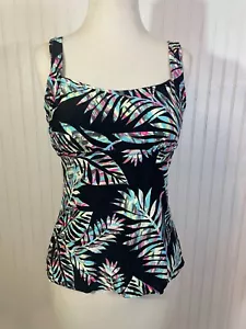 St.Johns Bay womans tankini swim top SIZE 10 floral print Tank GREEN tones - Picture 1 of 11