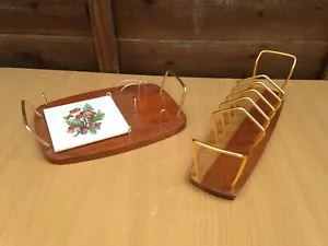 Vintage Wyncraft Cheese Board & Toast Rack Mid Century Wood Wooden - Picture 1 of 7