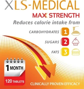 XLS Medical Max Fuerza 120 Comprimidos - Ayuda para Pérdida de Peso Clínicamente Probada - Imagen 1 de 6