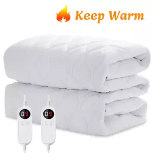 Queen Size Heated Mattress Pad with 9 Heat Setting Dual Controller, White - Picture 1 of 8