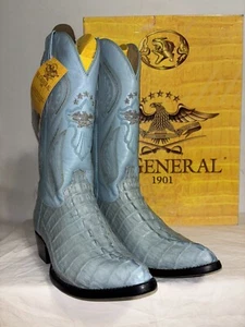 Botas de Vaquero El General Para Hombre Talla 6.5 Exóticas Cuerno de Caimán Espalda Nuevas con Caja Azul - Imagen 1 de 10