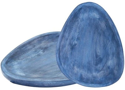 2件装木质椭圆形餐盘-手工制作装饰乡村托盘适用于Kitche... — 第 1/4 张图片