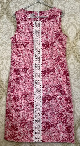 VETEMENTS Abito tubino donna Talbots rosa conchiglia piqué uncinetto lunghezza ginocchio tg 8