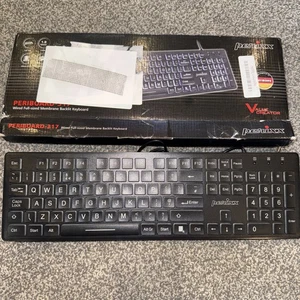 Perixx PERIBOARD-317 USB wired keyboard white LED backlit big print UK QWERTY - Picture 1 of 2