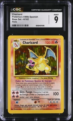 CGC 9 MINT Charizard 1999 Base Set 4/102 Holo Spanish Pokemon Card - Image 1 of 2
